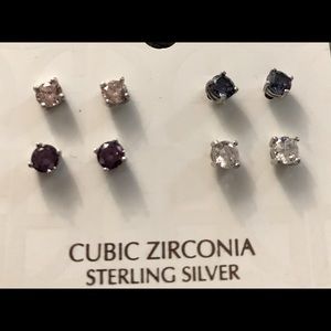 Giani Bernini Set of 4 sterling silver stud earrings pink purple